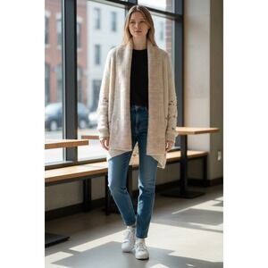 Kamana Fuzzy Open Front Cardigan Multicolor Speckled Aztec Modern Boho Sz XL